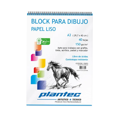 Block Anillado Papel Blanco Liso 40 Hjs 150 Grs A3