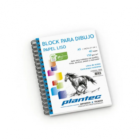 Block Anillado Papel Blanco Liso 40 Hjs 150 Grs A5