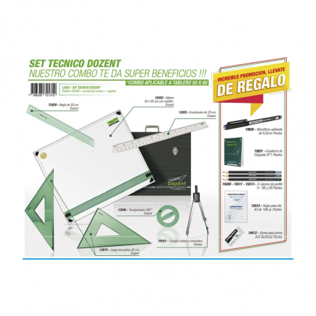 Set Técnico (12652) Tablero 50 X 60 CM 6 Útiles + 7 De Regalo
