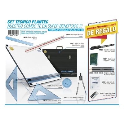Set Técnico Profesional (15372) Tablero 50 X 60 CM 6 Útiles + 7 De Regalo