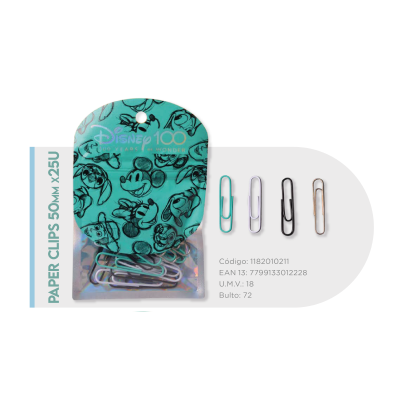 Paper Clips Disney 100 Años 50 Mm X 25 Unidades - Imagen 2