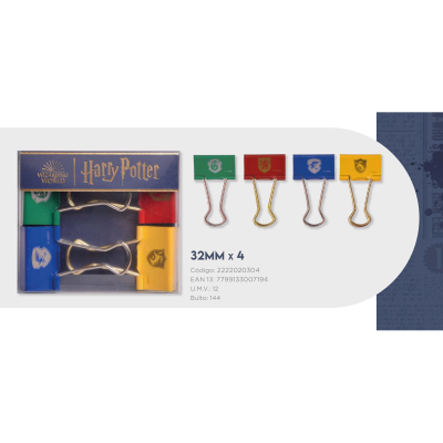 Binder Clips Harry Potter 32 Mm X 4 Unidades - Imagen 2