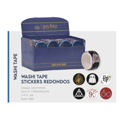 Cinta Washi Tape Stickers Redondos Harry Potter - Imagen 2