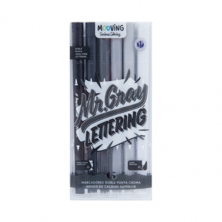 Marcador Mr. Gray Doble Punta Lettering X 6 Unidades