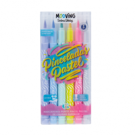 Marcador Pinceladas Pastel Punta Pincel X 6 Colores