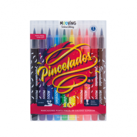 Marcador Pincelados Punta Pincel X 10 Colores
