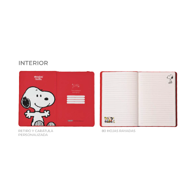 Mooving Notes Tapa Dura Snoopy 96 Hjs 90 Grs A5 - Imagen 2