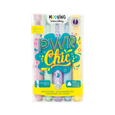 Resaltador PWR Chic X 5 Colores Pastel