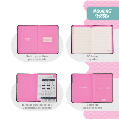 Mooving Notes Tapa Dura Rayados 96 Hjs 90 Grs A6 - Imagen 3