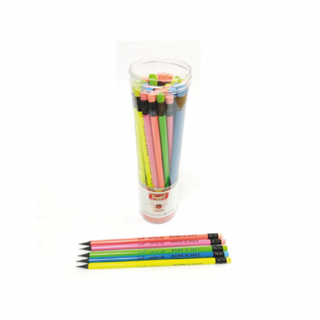 Lápiz Grafito HB Con Goma Cuerpo Fluo