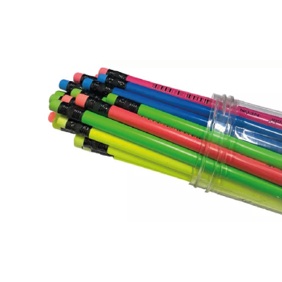 Lápiz Grafito HB Con Goma Cuerpo Fluo - Imagen 2