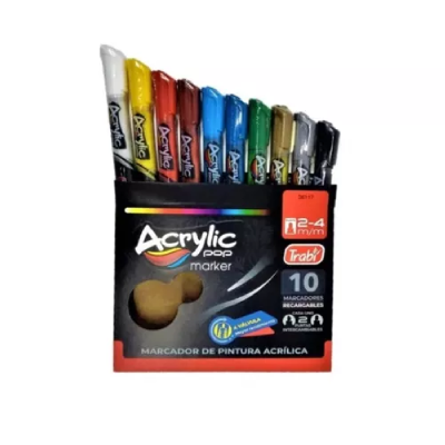 Marcador Acrylic Pop 2 - 4 Mm X 10 Colores - Imagen 2