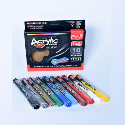 Marcador Acrylic Pop 4 - 6 Mm X 10 Colores - Imagen 3
