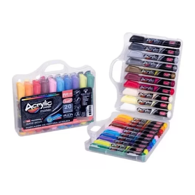 Marcador Acrylic Pop 2 - 4 Mm Valija X 20 Colores - Imagen 2