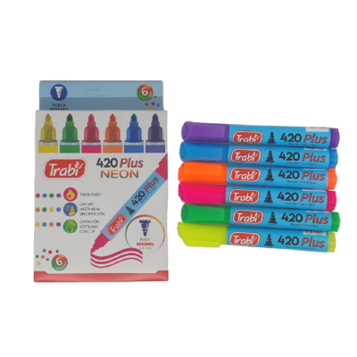 Marcador Al Agua 420 Plus 2 - 4 Mm X 6 Colores Neón - Imagen 2