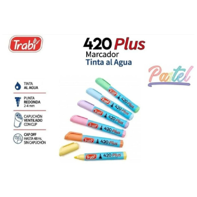 Marcador Al Agua 420 Plus 2 - 4 Mm X 6 Colores Pastel - Imagen 3