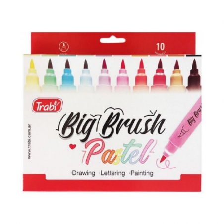 Marcador Punta Pincel Big Brush X 10 Colores Pastel