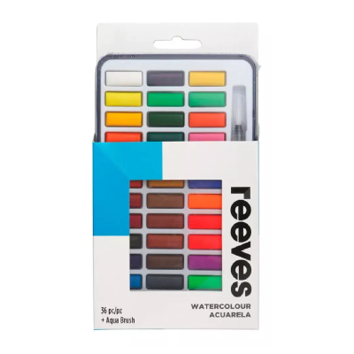 Set Acuarela Metal Tin X 36 Pastillas + 1 Pincel Tanque De Agua
