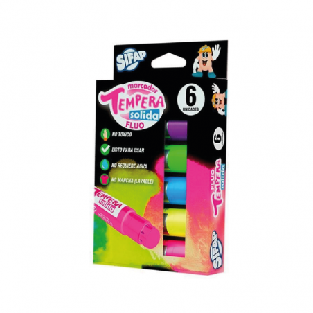 Tempera Solida Fluo X 6 Colores