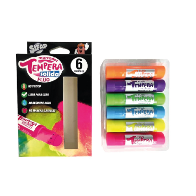 Tempera Solida Fluo X 6 Colores - Imagen 3