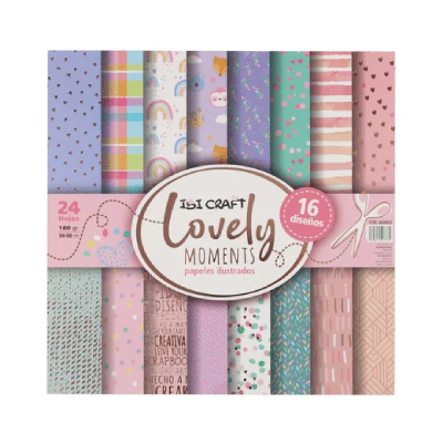 Papel Para Scrap Lovely 24 Hjs 180 Grs 30 X 30 Cm