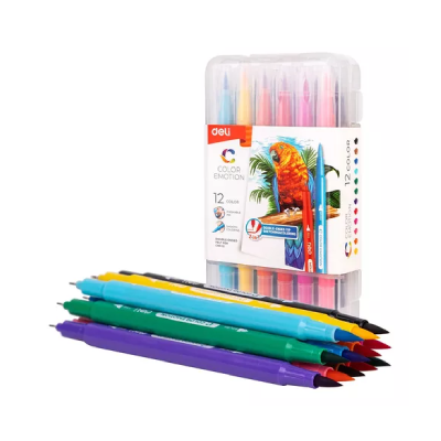 Marcador Doble Punta Pincel - Microfibra X 12 Colores - Imagen 2