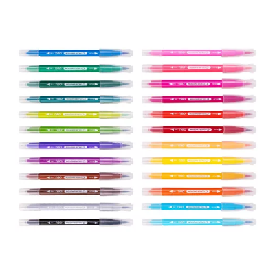 Marcador Doble Punta Pincel - Microfibra X 24 Colores - Imagen 2