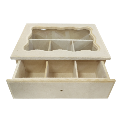 Caja De Te X 6 Con Cajón Y Vidrio