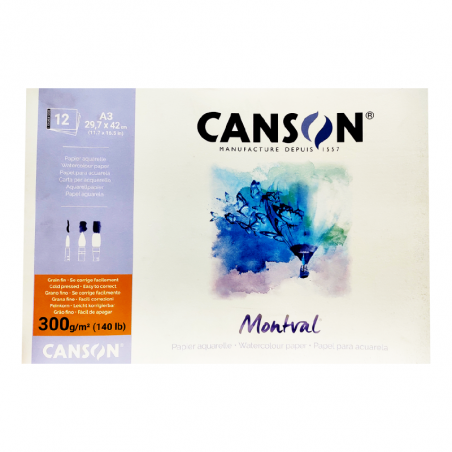 Block Montval X 12 Hjs 300 Grs A3 Grano Fino