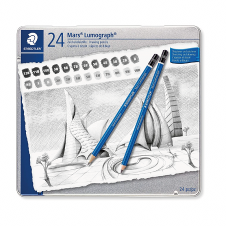 Lápiz Mars Lumograph Lata X 24 Graduaciones