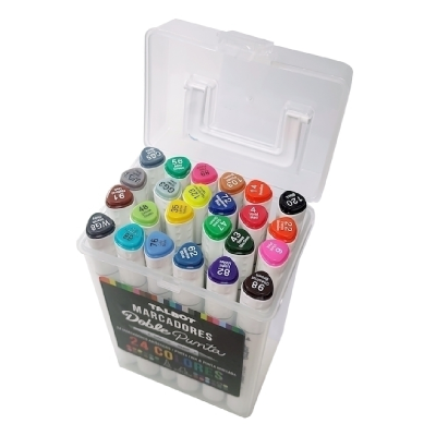 Marcador Doble Punta Valija X 24 Colores - Imagen 2