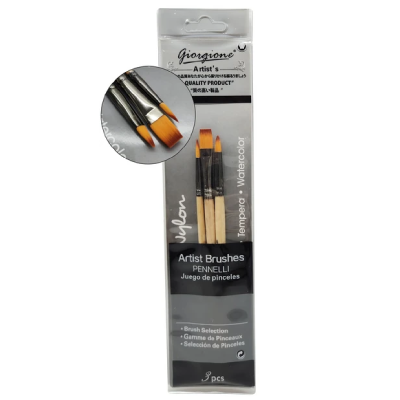 Set De Pinceles Pelo Sintético X 3 Unidades