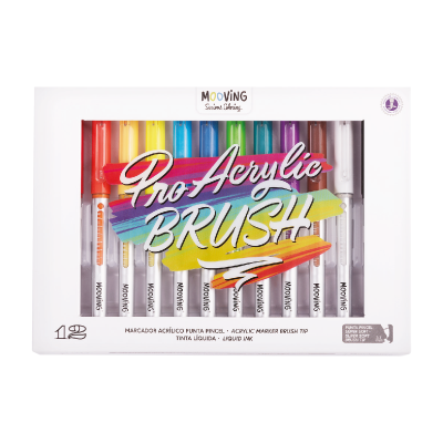 Marcador Acrílico Punta Pincel X 12 Colores