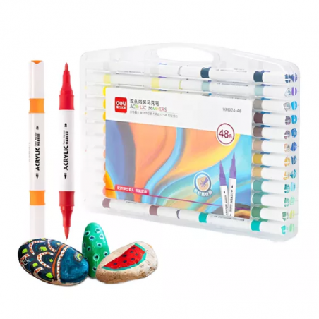 Marcador Acrílico Doble Punta X 48 Colores