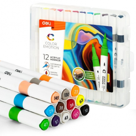 Marcador Acrílico Doble Punta X 12 Colores