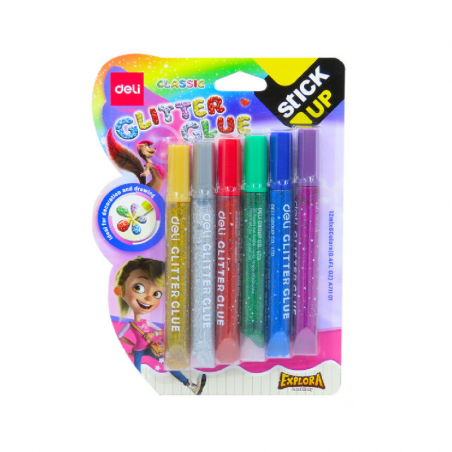 Adhesivo Glitter 6 Colores Clásicos X 12 Mm