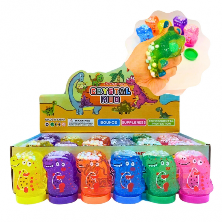 Slime Dinosaurios Con Glitter Y Crunchy