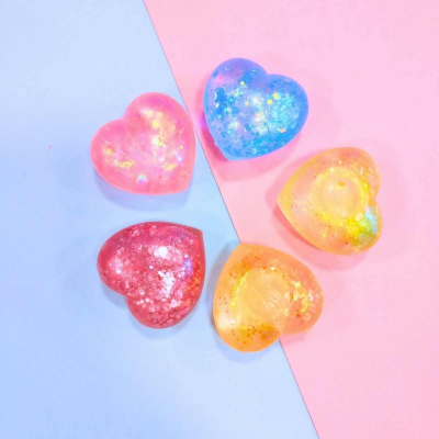 Squishy Mini Corazones Con Glitter - Imagen 2