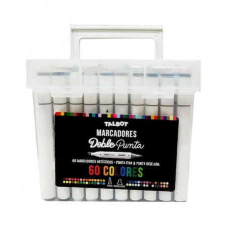 Marcador Doble Punta Valija X 60 Colores