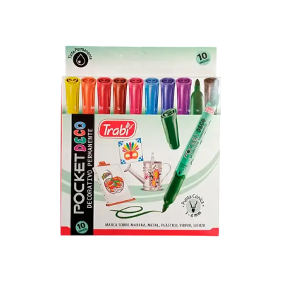 Marcador Pocket Deco Permanente X 10 Colores